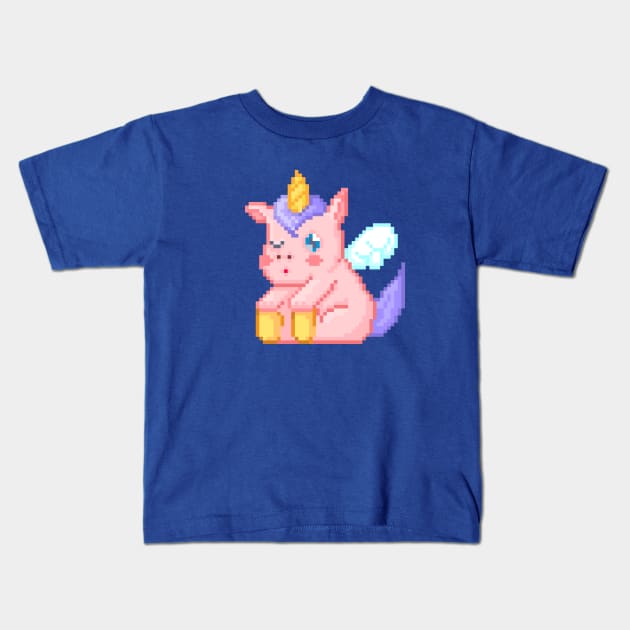 Pixel Unicorn Kids T-Shirt by hahaha.creative